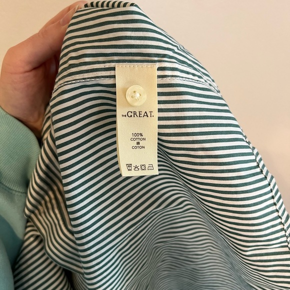 The Great green and white striped button up shirt size 2 - Picture 5 of 6